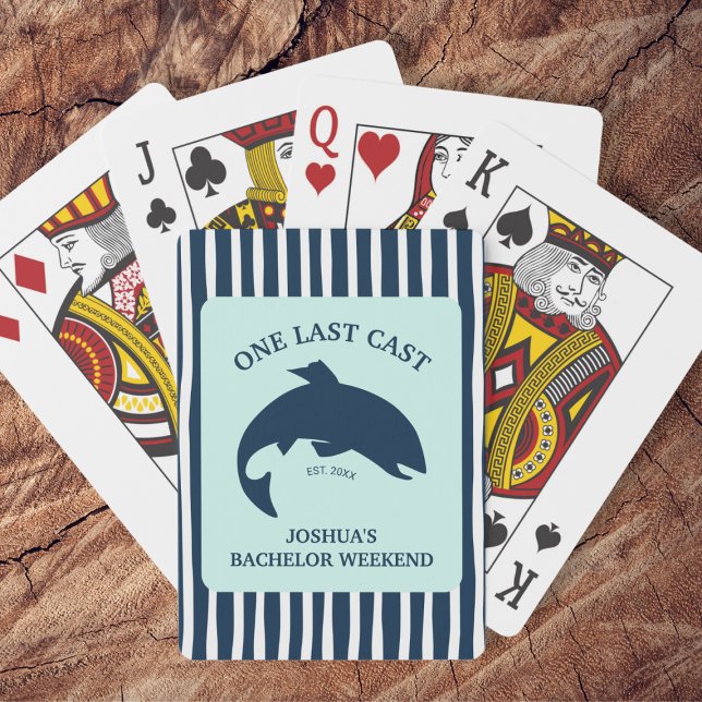 Eine letzte Cast Navy Fishing Bachelor Party Spielkarten (One Last Cast Navy Fishing Bachelor Party Poker Cards)