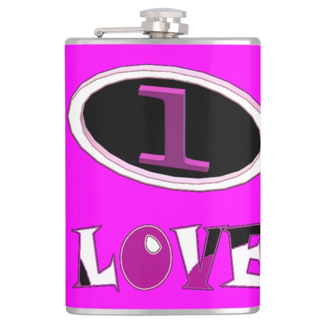 Eine Liebe brüchig rosa sagt es laut Flachmann (Vorderseite)