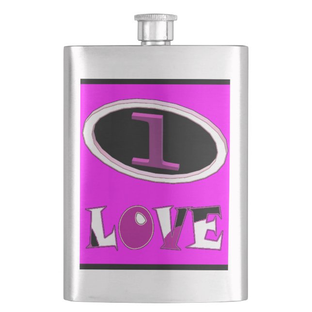 Eine Liebe brüchig rosa sagt es laut Flachmann (Vorderseite)