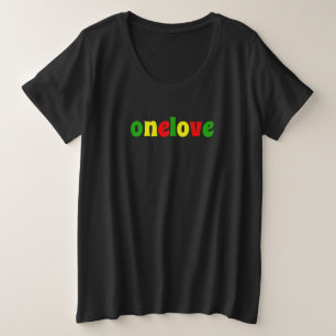 Eine Liebe farbige Rasta Colors Typografie Große Größe T-Shirt