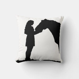 Eine Liebe für Mädchen und ihre Pferde Silhouette  Kissen
