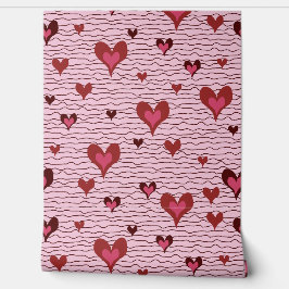 Eine Liebe für Streifen und Herz, rosa Tapete