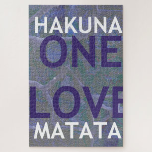 Eine Liebe Hakuna Matata Swahili Blau Grau Abstrac Puzzle
