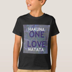 Eine Liebe Hakuna Matata Swahili Blau Grau Abstrak T-Shirt