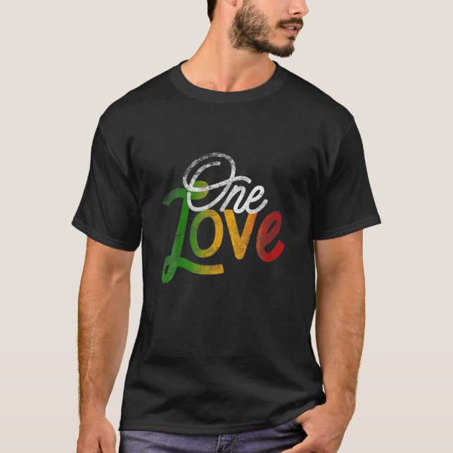Eine Liebe Heart Rasta Reggae Roots Kleidung T Pea T-Shirt (Vorderseite)