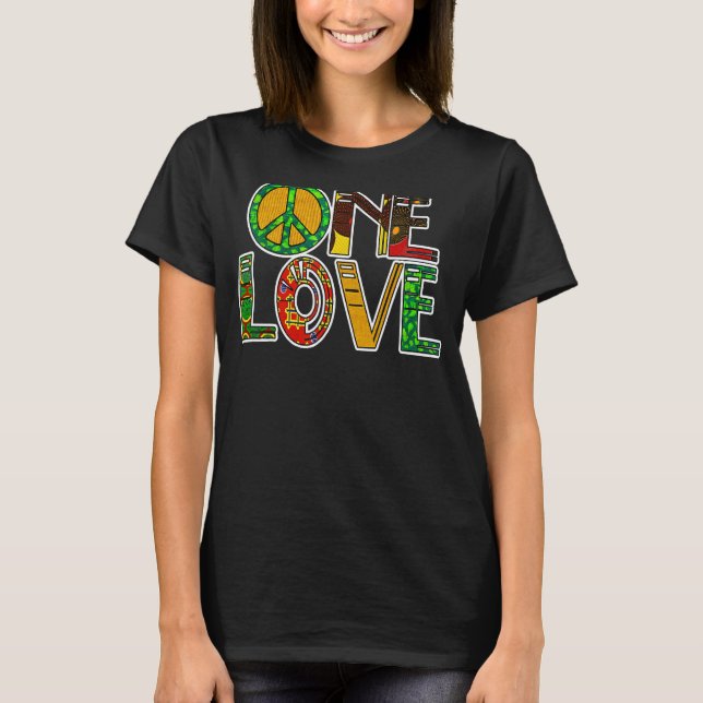 Eine Liebe Jamaica Rasta Reggae Peace Black Histor T-Shirt (Vorderseite)