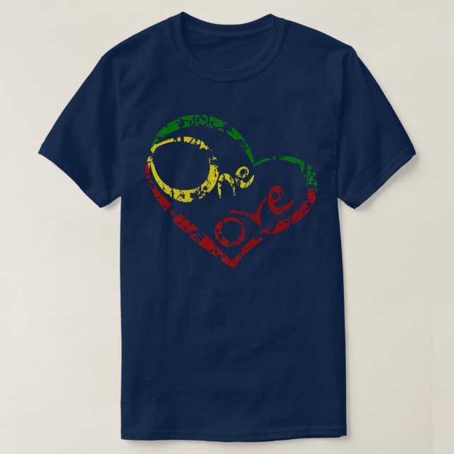 Eine Liebe Jamaica T Shirt Rasta Reggae Music Cari (Design vorne)