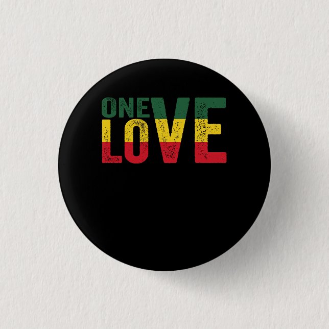 Eine Liebe Jamaican Rasta Reggae Button (Vorderseite)