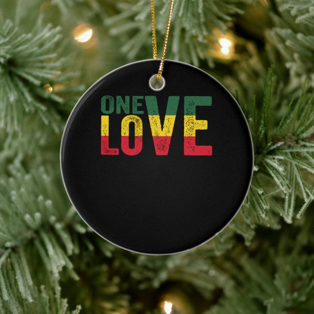 Eine Liebe Jamaican Rasta Reggae Keramik Ornament (Baum)