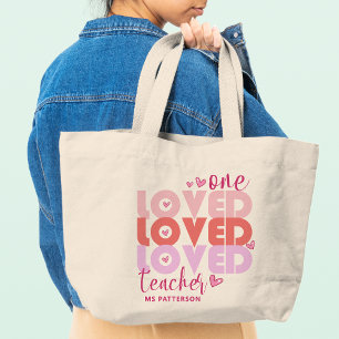Eine Liebe Lehrer Rosa Moderner Personalisierter N Jumbo Stoffbeutel