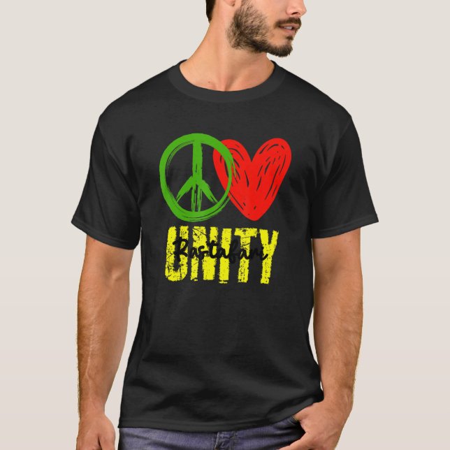 Eine Liebe Peace Liebe Unity Reggae Roots Jamaica  T-Shirt (Vorderseite)