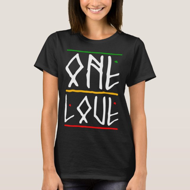 Eine Liebe Rasta Colors Reggae T-Shirt (Vorderseite)