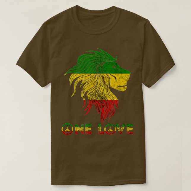 Eine Liebe Rasta Reggae Lion von Judah Rastafari R T-Shirt (Design vorne)