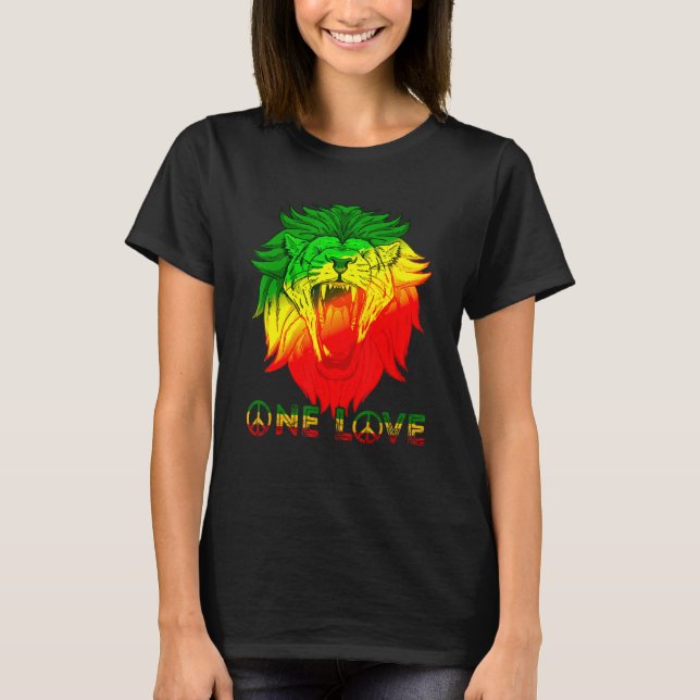 Eine Liebe Rasta Reggae Rastafarian Lion of Judah  T-Shirt (Vorderseite)