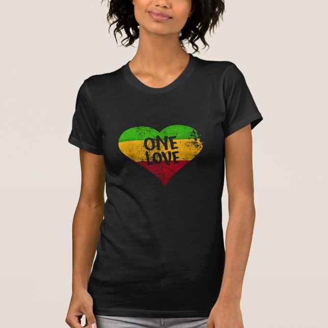 Eine Liebe Rastafari T - Shirt Jamaica Retro Vinta (Vorderseite)