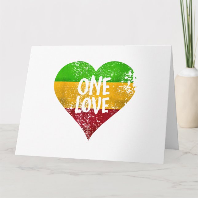 Eine Liebe Rastafari T - Shirt Jamaica Retro Vinta Karte (Vorderseite)