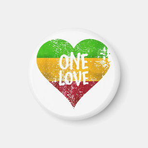 Eine Liebe Rastafari T - Shirt Jamaica Retro Vinta Magnet