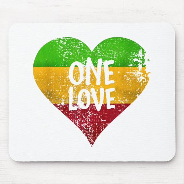 Eine Liebe Rastafari T - Shirt Jamaica Retro Vinta Mousepad (Vorne)