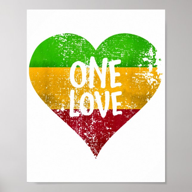 Eine Liebe Rastafari T - Shirt Jamaica Retro Vinta Poster (Vorne)