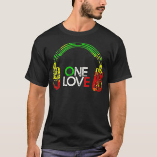Eine Liebe Rastafarian Kopfhörer Reggae Jamaican T-Shirt