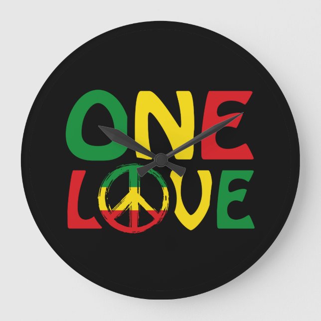 Eine Liebe, Reggae-Design Große Wanduhr (Vorderseite)