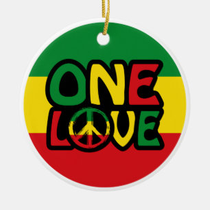 Eine Liebe, Reggae-Design mit Reggaefarben Keramik Ornament