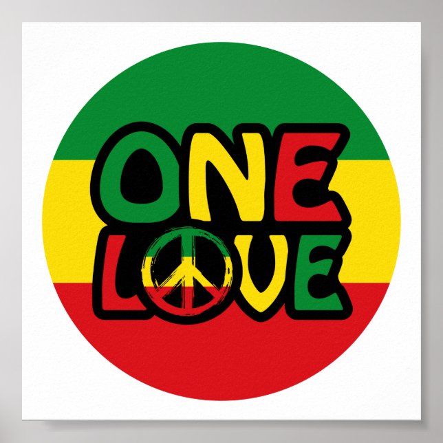 Eine Liebe, Reggae-Design mit Reggaefarben Poster (Vorne)