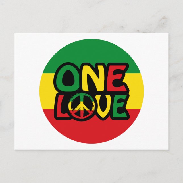Eine Liebe, Reggae-Design mit Reggaefarben Postkarte (Vorderseite)