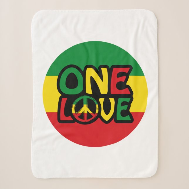 Eine Liebe, Reggae-Design mit Reggaefarben Sherpadecke (Vorderseite)
