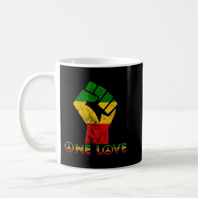 Eine Liebe Reggae Fist Rasta Reggae Music Jamaica  Kaffeetasse (Links)