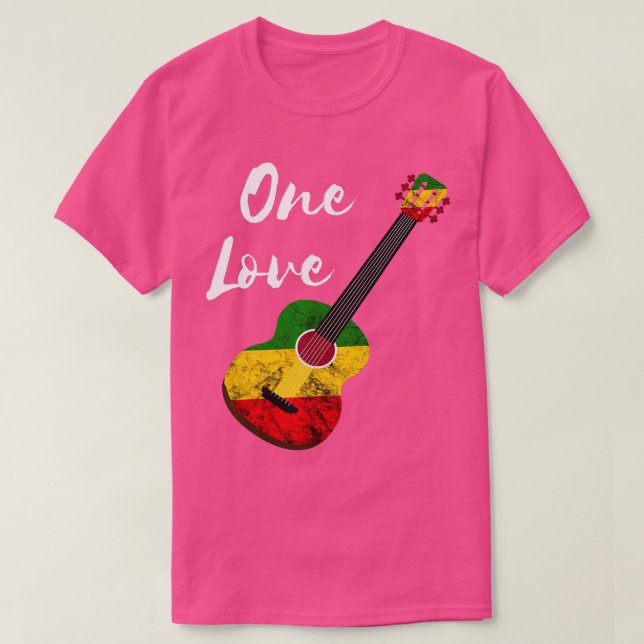 Eine Liebe Reggae Guitar Rastafari Roots Rasta Reg T-Shirt (Design vorne)