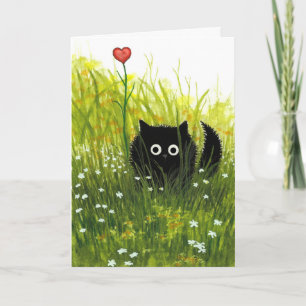 Eine Liebevalentine-schwarze Katzen-Karte durch Feiertagskarte