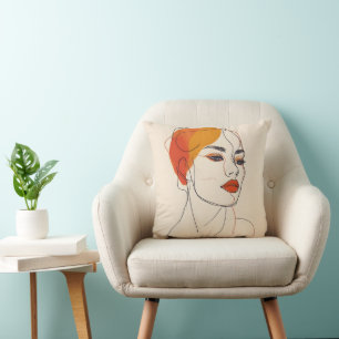 Eine Linie Kunst Kissen
