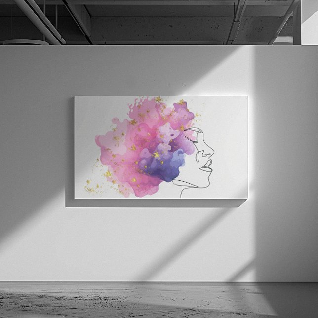 Eine Linie Mädchen facettieren rosa blaue Wolken m Leinwanddruck (Von Creator hochgeladen)