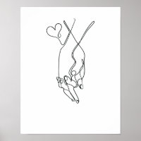 Eine Linie Zeichne Händchen halten Single Art