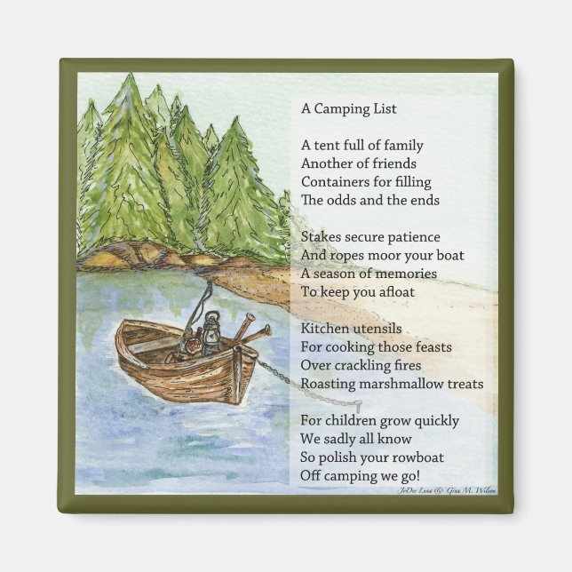 Eine Liste der zu berücksichtigenden Camping Magnet (Vorne)