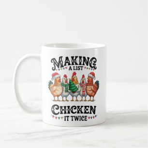 Eine Liste erstellen, zweimal Huhn, Weihnachten Xm Kaffeetasse