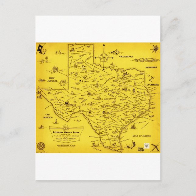 Eine Literaturkarte von Texas von Dallas Pub Lib ( Postkarte (Vorderseite)