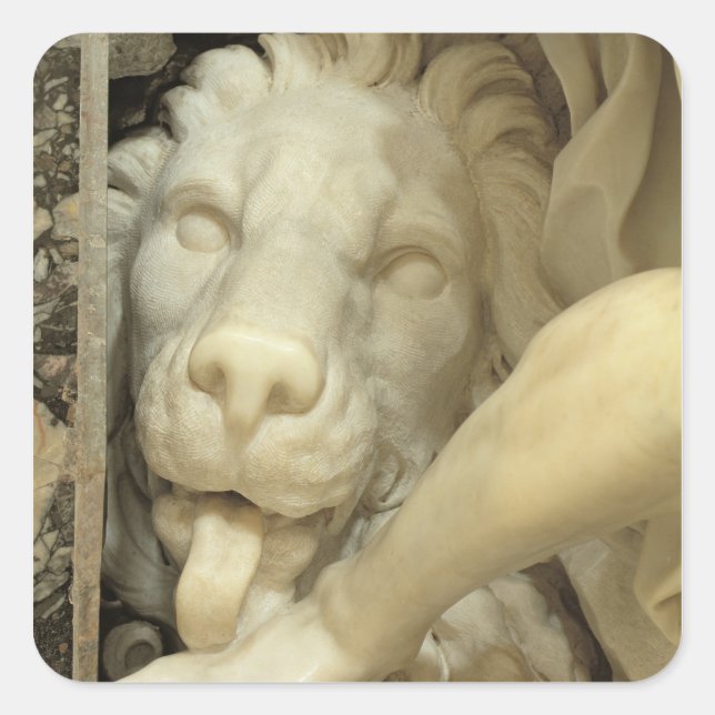 Eine Löwe leckt Daniel am Fuß Quadratischer Aufkleber (Vorderseite)