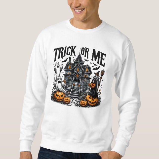 Eine lustige Halloween-Ansammlung im Spuk Haus Sweatshirt (Vorderseite)