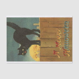 Eine lustige Hallowe'en Spooky Black Cat Vintag Ar Seidenpapier