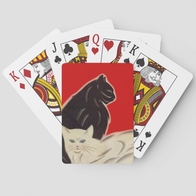 Eine lustige Katze Kätzchen spielerisch Deck rot s Spielkarten (Rückseite)