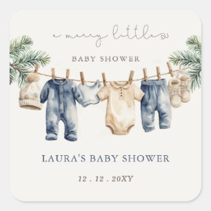 Eine lustige kleine Babydusche Weihnachtsdusche Quadratischer Aufkleber