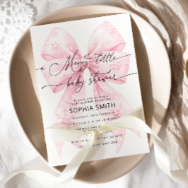 Eine lustige kleine Winter Blush Pink Bow Baby Dus Einladung