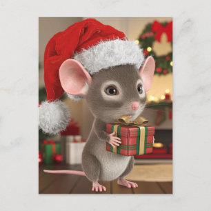 Eine lustige Niedliche Weihnachtsmaus Postkarte