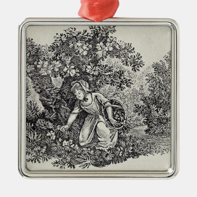 Eine Mädchen-Ansammlungs-Blumen Silbernes Ornament (Vorne)