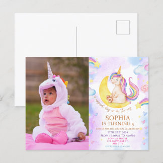 Eine magische Einhorn- und Regenbogen-Geburtstagsf Postkarte