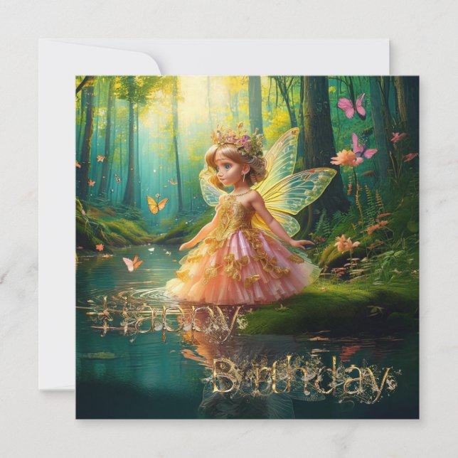 Eine magische Fee in einem Teich Glücklich Geburts (Vorderseite)