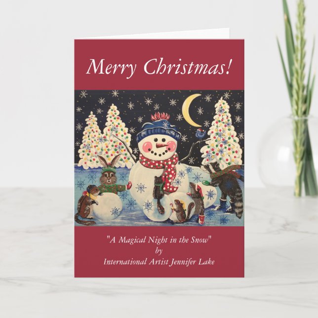 "Eine magische Nacht im Schnee" Feiertagskarte (Vorderseite)