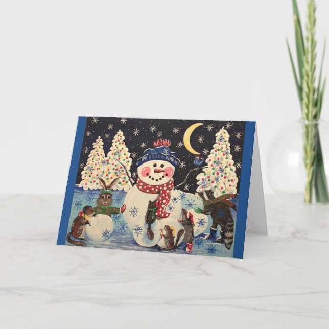 "Eine magische Nacht im Schnee" Feiertagskarte (Vorderseite)